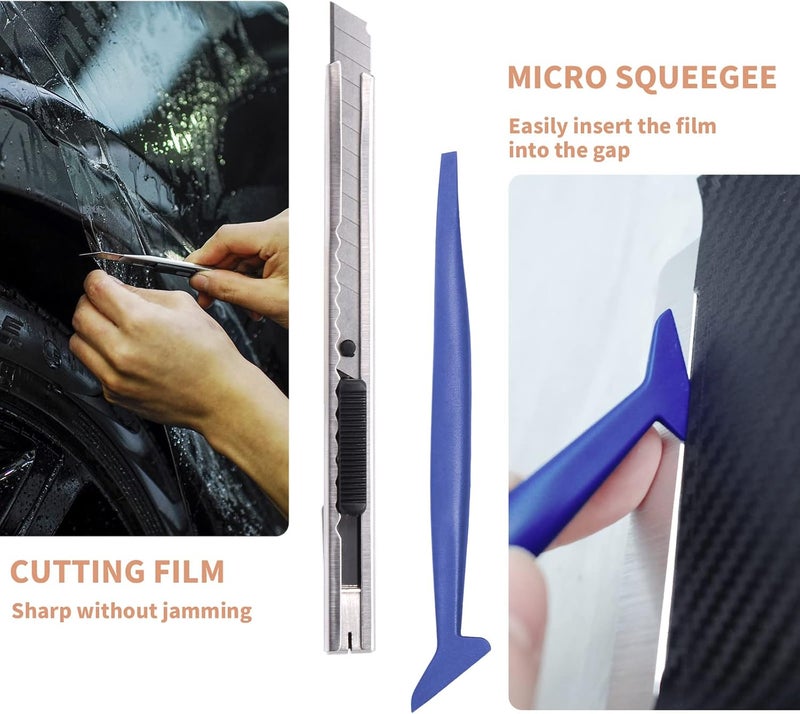 Gomake Vehicle Vinyl Wrap Tool Kit Window Tinting Tool Include 4 Inch Felt Squeegee, Retractable 9mm Utility Knife and Blades, Zippy Vinyl Cutter and Mini Go Corner Squeegee for Car Wrapping - Image 3