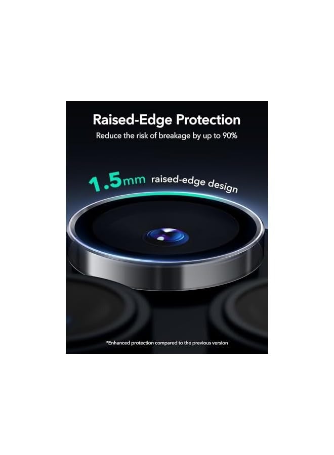 بروماس واقيات عدسات الكاميرا لهاتف iPhone 16 Pro Max/16 Pro/15 Pro Max/15 Pro/14 Pro Max/14 Pro، واقيات فردية قوية عالية الدقة، مقاومة للخدش، زجاج مقسى رفيع، سلسلة Armorite، عبوة واحدة، شفافة - Image 2