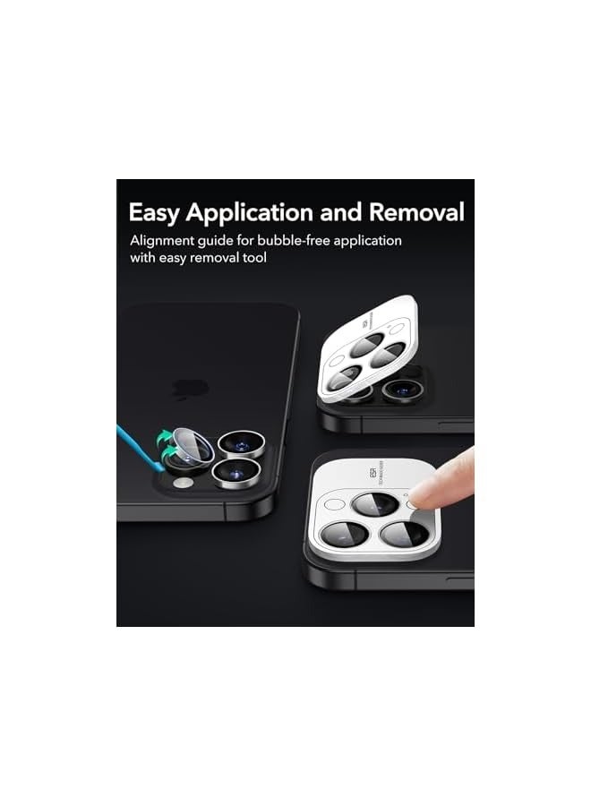 بروماس واقيات عدسات الكاميرا لهاتف iPhone 16 Pro Max/16 Pro/15 Pro Max/15 Pro/14 Pro Max/14 Pro، واقيات فردية قوية عالية الدقة، مقاومة للخدش، زجاج مقسى رفيع، سلسلة Armorite، عبوة واحدة، شفافة - Image 4