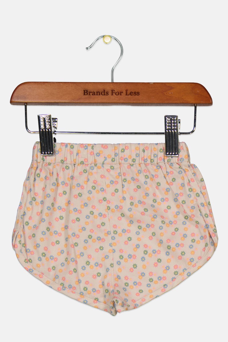 Cotton On Toddler Girl Floral Pattern Basic Shorts, Cream Combo - Image 2