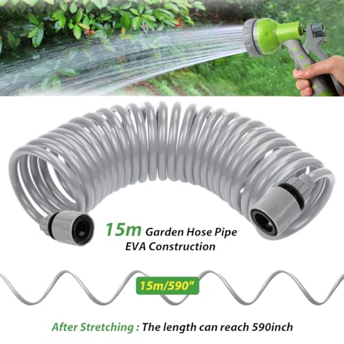 HASTHIP® 15m Expandable Garden Hose, Telescopic Garden Hose with High Pressure Sprayer, 7 Pattern Spray Gun, Universal Quick Connector, Kink-Free Garden Hoses for Lawn, Plants, and Car Washing - Image 2