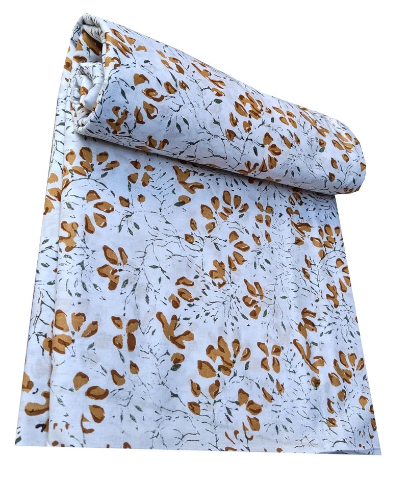 Kalap Floral Printed Cotton Cloth Materiel Indian Cotton Hand Block Print Fabric Running Jaipuri Hand Block Printed Women Dress Material Kurtis Natural 43 Inches 25 Meter - Image 1