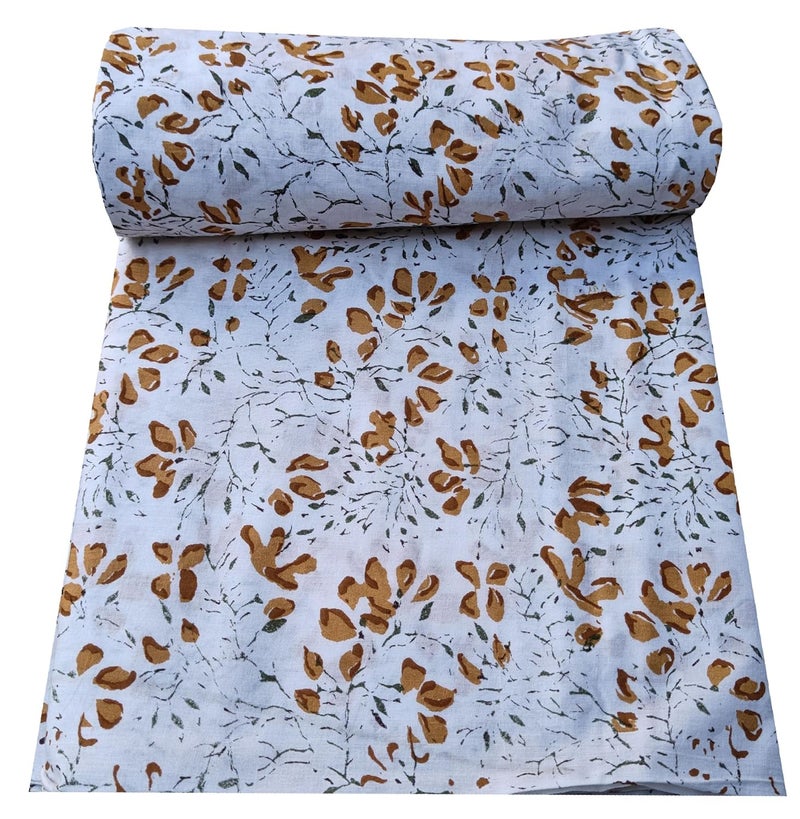 Kalap Floral Printed Cotton Cloth Materiel Indian Cotton Hand Block Print Fabric Running Jaipuri Hand Block Printed Women Dress Material Kurtis Natural 43 Inches 25 Meter - Image 4