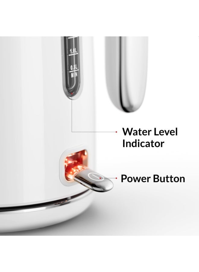 Feller Retro Style 1.7L Kettle with Thermometer, 2200 W, Stainless Steel Body, STRIX Controller, Dry Boil & Automatic Switch-Off, EK200, 2Y Guarantee-UAE Version (White) - Image 4