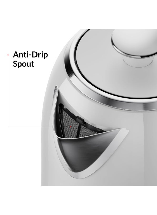 Feller Retro Style 1.7L Kettle with Thermometer, 2200 W, Stainless Steel Body, STRIX Controller, Dry Boil & Automatic Switch-Off, EK200, 2Y Guarantee-UAE Version (White) - Image 5