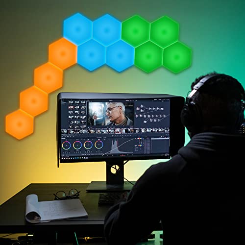 Vcwtty Hexagon Lights, Smart LED Wall Lights with Remote, 13 Colors Touch-Sensitive DIY Modular Assembled RGB Wall Panels, Hex Light with USB-Power for Autism, Game Room Decor, Party (6-Pack) - Image 3