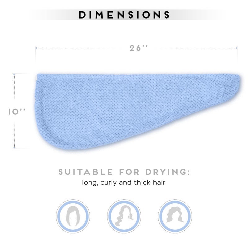 Simplefield 2 Pack Microfiber Hair Towel Wrap For Women  Anti Frizz Quick Drying Hair Turban For All Hair Style  Absorbent And Lightweight (Blue) - Image 5