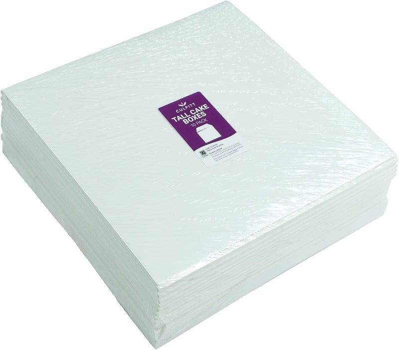 Culpitt 10" White Tall Cake Box, Pack Of 10, 254 X 254 X 254mm (10 X 10 X 10''), Ideal for Transporting Celebration Cakes, Wedding Cakes, Tall Cakes, Decorated Birthday Cakes - Image 4