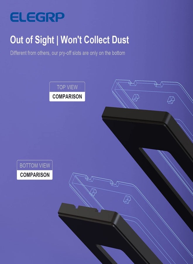 ELEGRP 3 Gang Screwless Decorative Wall Plates, Mid-Size Unbreakable Thermoplastic Faceplate Cover for Decorator Receptacle Outlet Switch, UL Listed (5 Pack, Matte Black) - Image 3