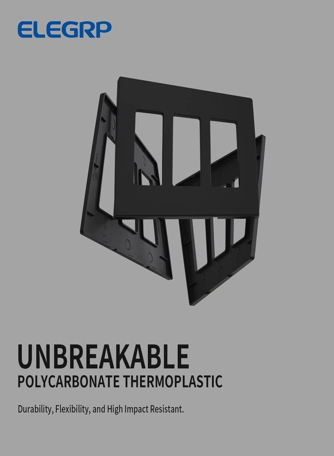 ELEGRP 3 Gang Screwless Decorative Wall Plates, Mid-Size Unbreakable Thermoplastic Faceplate Cover for Decorator Receptacle Outlet Switch, UL Listed (5 Pack, Matte Black) - Image 4