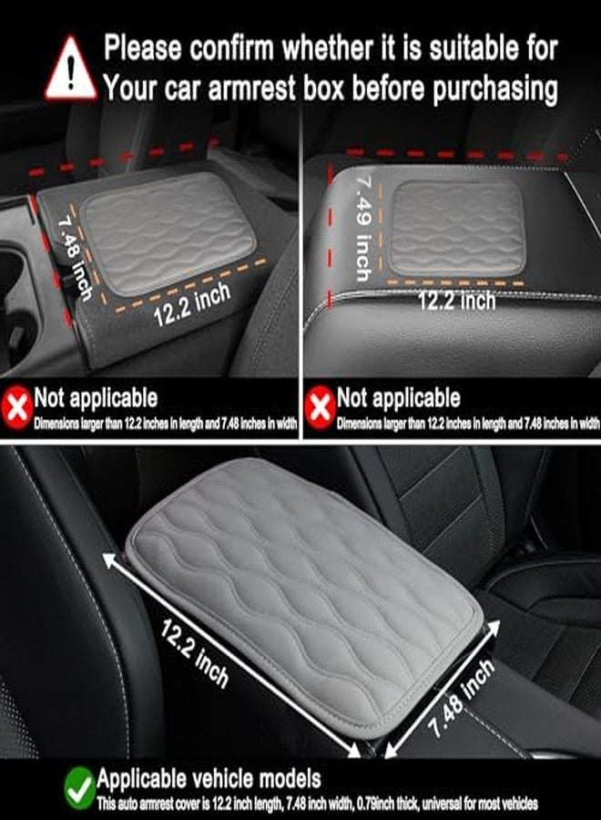 Amiss Auto Center Console Pad, Universal Waterproof Car Armrest Seat Box Cover, Car Interior Accessories, Leather Auto Armrest Cover Protector for Most Vehicle, SUV, Truck, Car (Gray) - Image 5