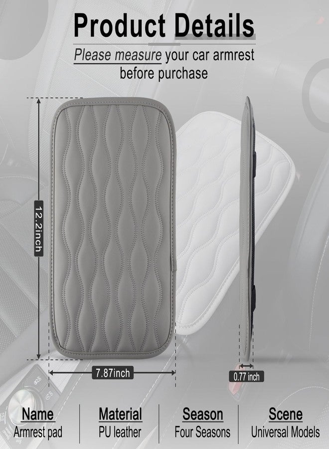 Amiss Auto Center Console Pad, Universal Waterproof Car Armrest Seat Box Cover, Car Interior Accessories, Leather Auto Armrest Cover Protector for Most Vehicle, SUV, Truck, Car (Gray) - Image 2