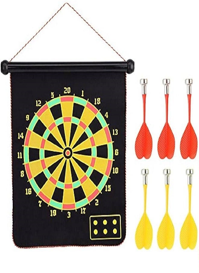 Generic Playgame 15 Inch Magnetic Darts Board - Double Sided Darts Board Toys Set with 6pcs Folding Hanging Magnetic Archery Board, Portable and Safe Indoor or Outdoor Shooting Board, Gift for Kids  - Image 1