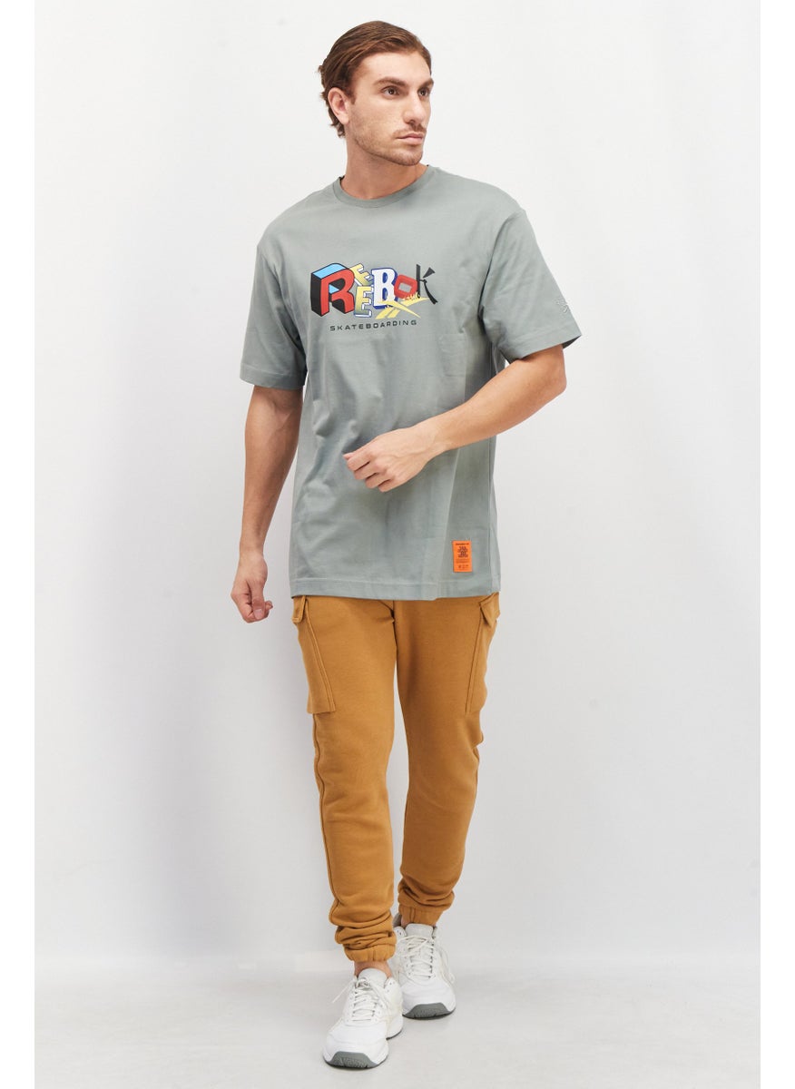 Reebok Men Regular Fit Graphic Print  Training T-Shirt, Heather Green  - Image 4