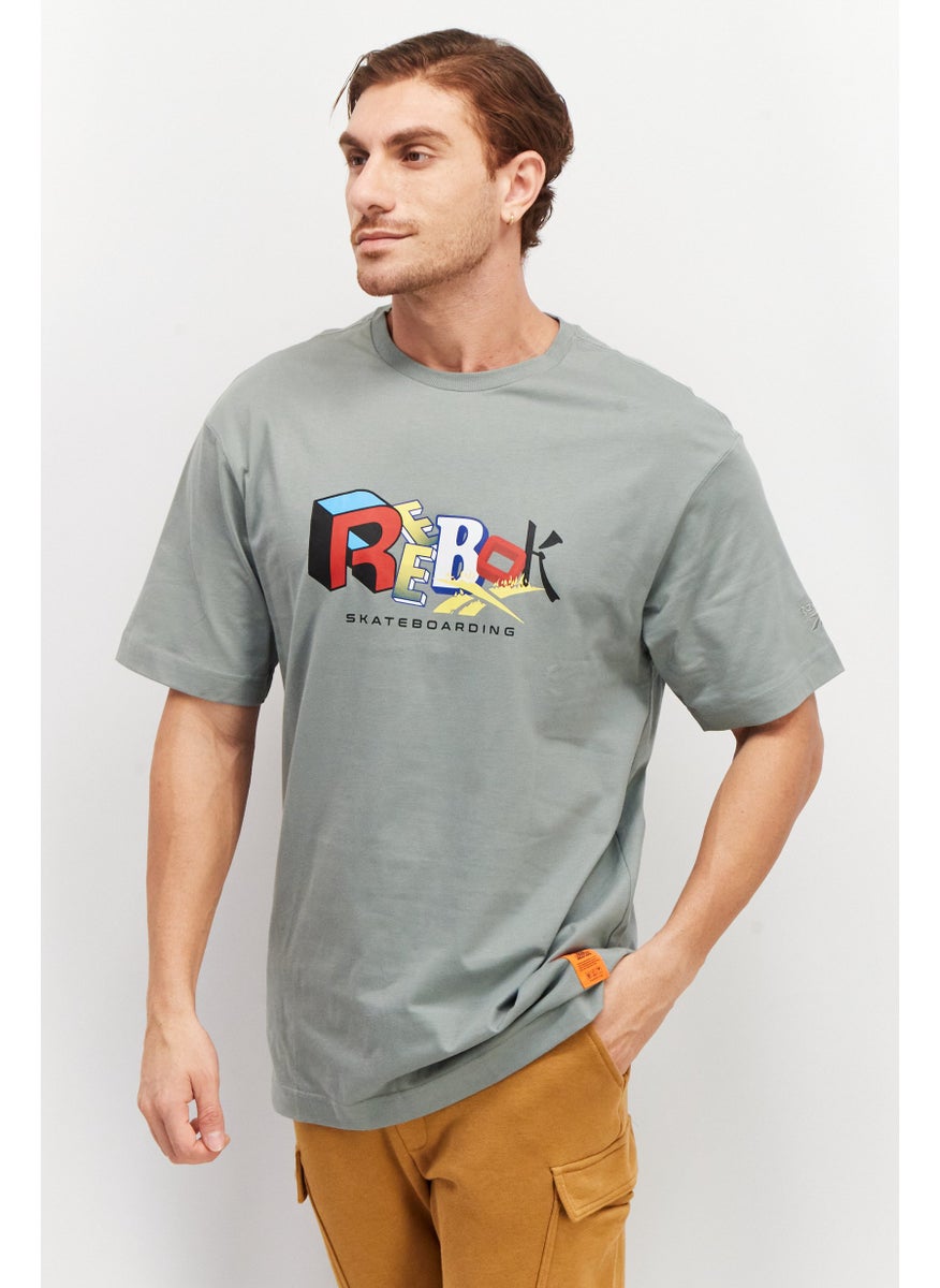 Reebok Men Regular Fit Graphic Print  Training T-Shirt, Heather Green  - Image 1