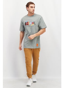 Reebok Men Regular Fit Graphic Print  Training T-Shirt, Heather Green  - Image 4