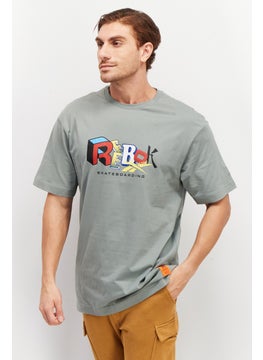 Reebok Men Regular Fit Graphic Print  Training T-Shirt, Heather Green  - Image 1