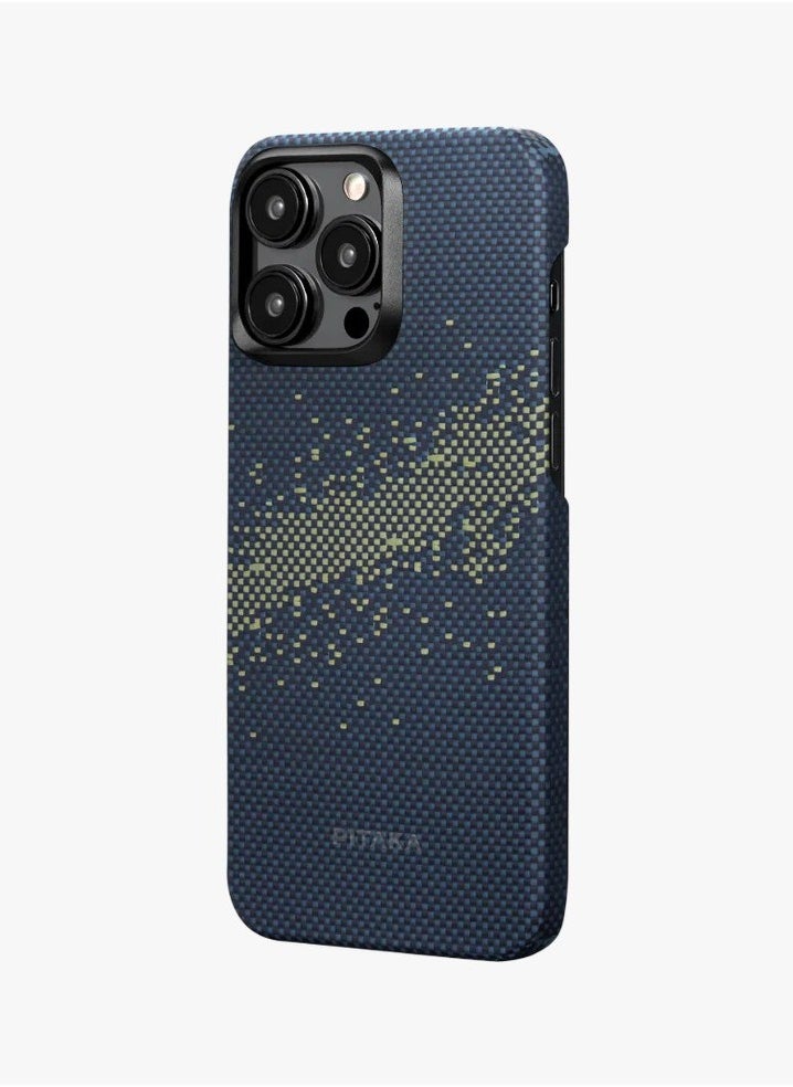 PITAKA - iPhone15 Pro Case 6.1inch MagEZ Back Cover 4 / Raised Metal Lip for Camera Protection / 3D Grip Textured / Compatibility MagSafe Compatible - Milky way galaxy - Image 1