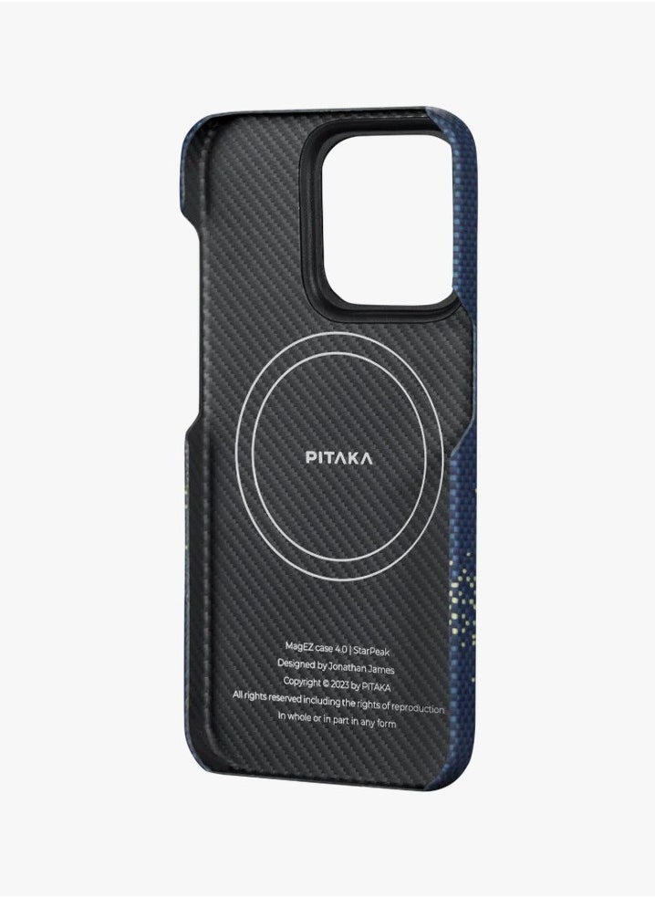 PITAKA - iPhone15 Pro Case 6.1inch MagEZ Back Cover 4 / Raised Metal Lip for Camera Protection / 3D Grip Textured / Compatibility MagSafe Compatible - Milky way galaxy - Image 1