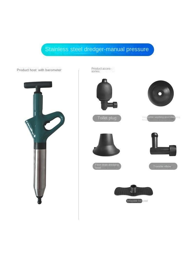 Bluejw Air Toilet Plunger High-Pressure Drain Plumb Plunger Powerful Manual Dredge Plumbing Tool For Clogged Toilet Sink And Bathroom Kitchen Floor Drain And Sewer Pipe Dredging Drain  - Image 1