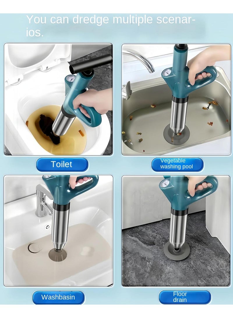 Bluejw Air Toilet Plunger High-Pressure Drain Plumb Plunger Powerful Manual Dredge Plumbing Tool For Clogged Toilet Sink And Bathroom Kitchen Floor Drain And Sewer Pipe Dredging Drain  - Image 5