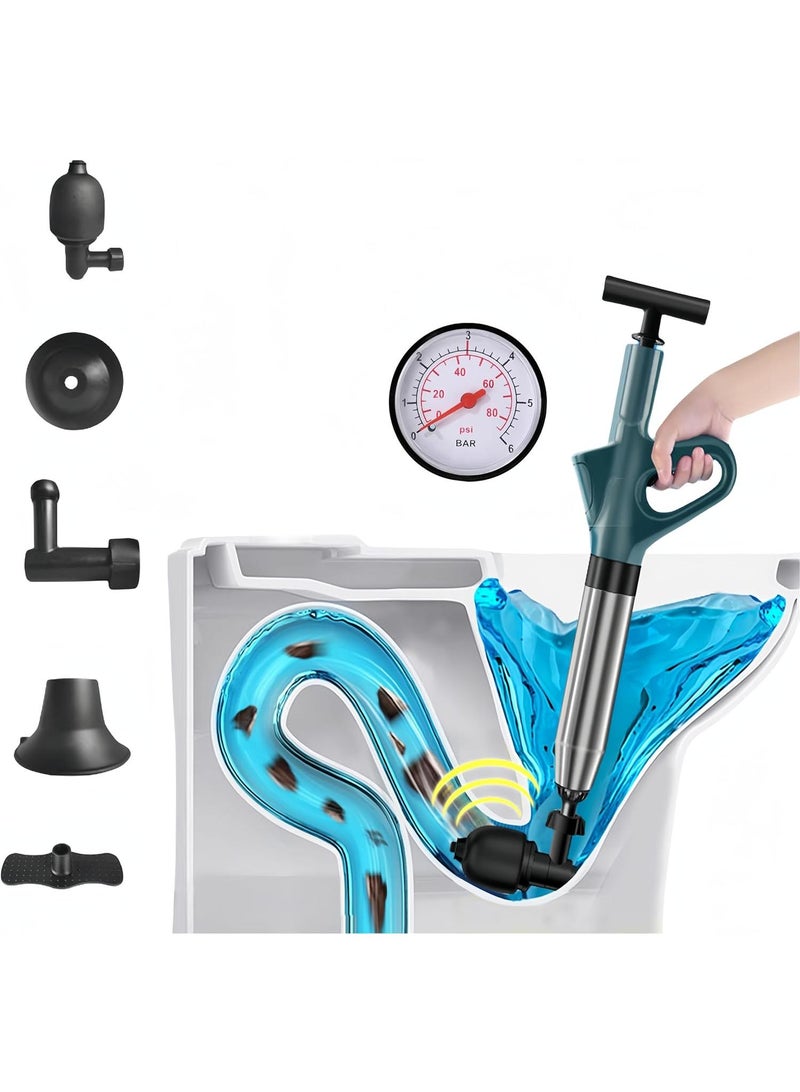 Bluejw Air Toilet Plunger High-Pressure Drain Plumb Plunger Powerful Manual Dredge Plumbing Tool For Clogged Toilet Sink And Bathroom Kitchen Floor Drain And Sewer Pipe Dredging Drain  - Image 3