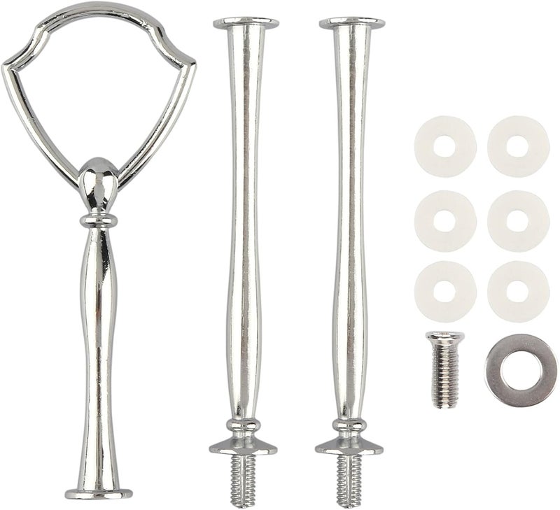 Happy Will 3 Tier 14" Heavy Metal Cake Stand Holder Fruit Plate Stand Fitting Hardware Rod (Silver_shield) - Image 1