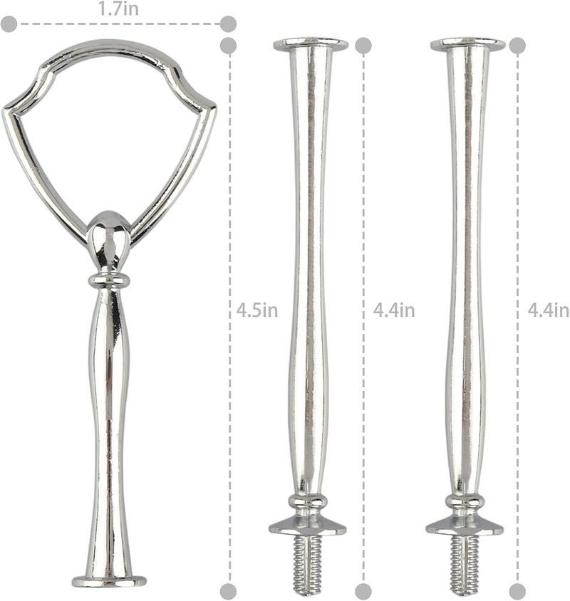 Happy Will 3 Tier 14" Heavy Metal Cake Stand Holder Fruit Plate Stand Fitting Hardware Rod (Silver_shield) - Image 3
