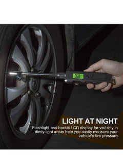 Y&D Digital Tire Pressure Gauge 230 PSI Heavy Duty Dual Head for Truck and RV with Backlit LCD Flashlight Keyring Tyre Air Inflator With Flexible Hose Cars Motorbike  - Image 3