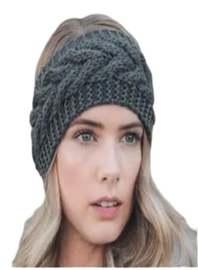 Krystle Winter Headband for Men and Women Head Wrap Soft Fleece Knitted Woolen Warm Hair Band Unisex Acrylic Skull Stretchy Earwarmer Earmuffs Hair Accessory (Grey) - Image 1