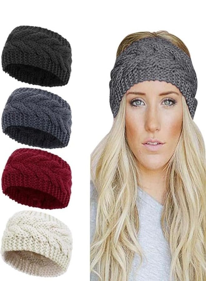 Krystle Winter Headband for Men and Women Head Wrap Soft Fleece Knitted Woolen Warm Hair Band Unisex Acrylic Skull Stretchy Earwarmer Earmuffs Hair Accessory (Grey) - Image 3