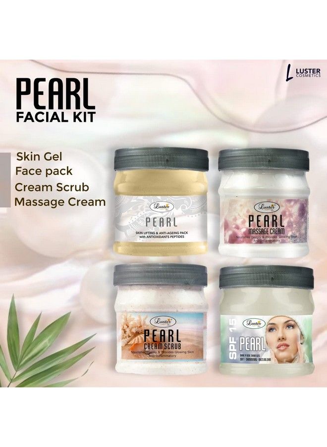 LUSTER طقم الوجه باللؤلؤ؛ يساعد على التغذية العميقة؛ مقشر الوجه باللؤلؤ؛ كريم تدليك باللؤلؤ؛ جل تدليك باللؤلؤ؛ قناع وجه باللؤلؤ؛ طقم الوجه باللؤلؤ للنساء والرجال؛ خالي من البارابين 500 مل (عبوة من 4). - Image 3