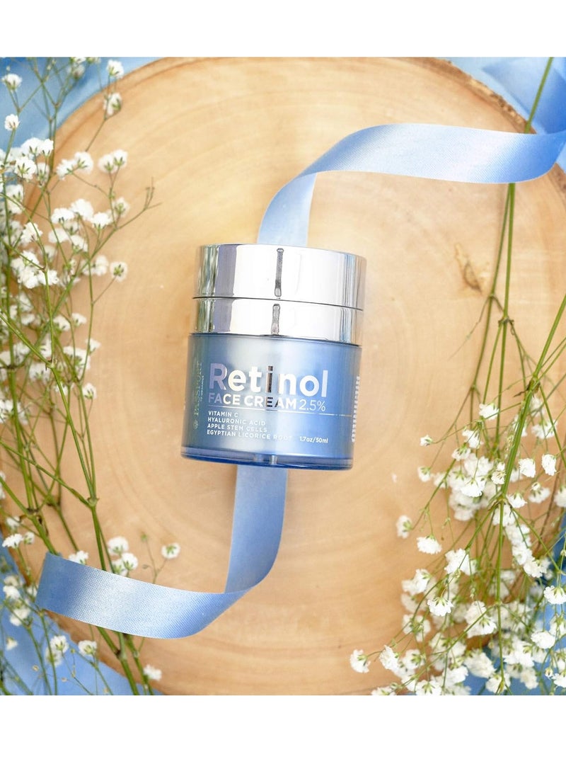 Passport to Organics - Retinol 2.5% High Potency Face Cream - Anti-Aging Cream - Organic Moisturizing Cream with Vitamin C, Hyaluronic Acid & Essential Oils - Retinol Moisturizer for Dry Skin - 1.7oz - Image 1