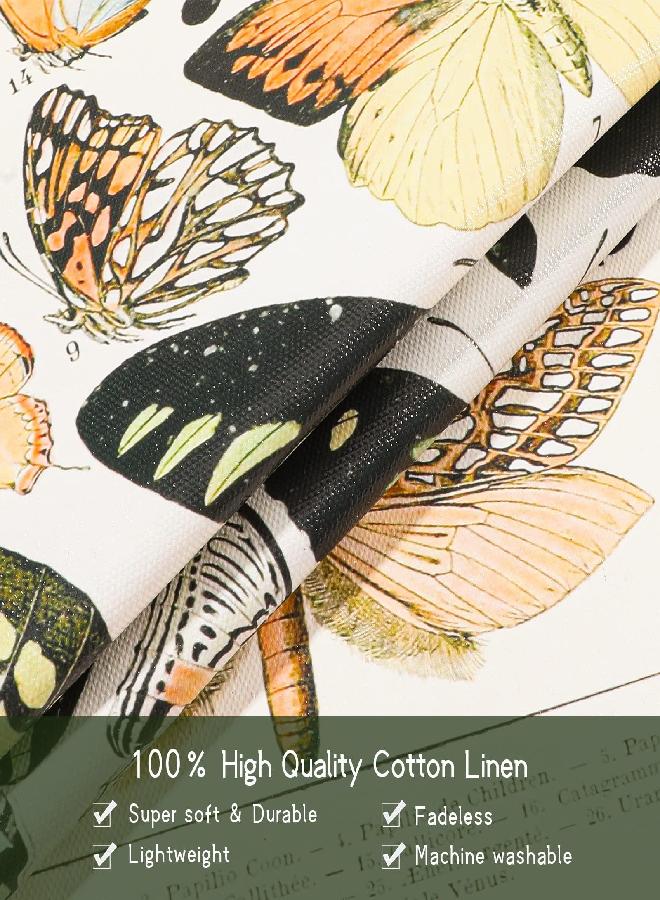 Marspark Vintage Butterfly Tapestry 4 Pcs Vertical Aesthetic Tapestry Floral Butterfly Tapestry Wall Hanging Beige Chart Tapestry Plant Wall Blanket with 2 Pcs Artificial Vine for Room Decor (16 x 20 Inch) - Image 2