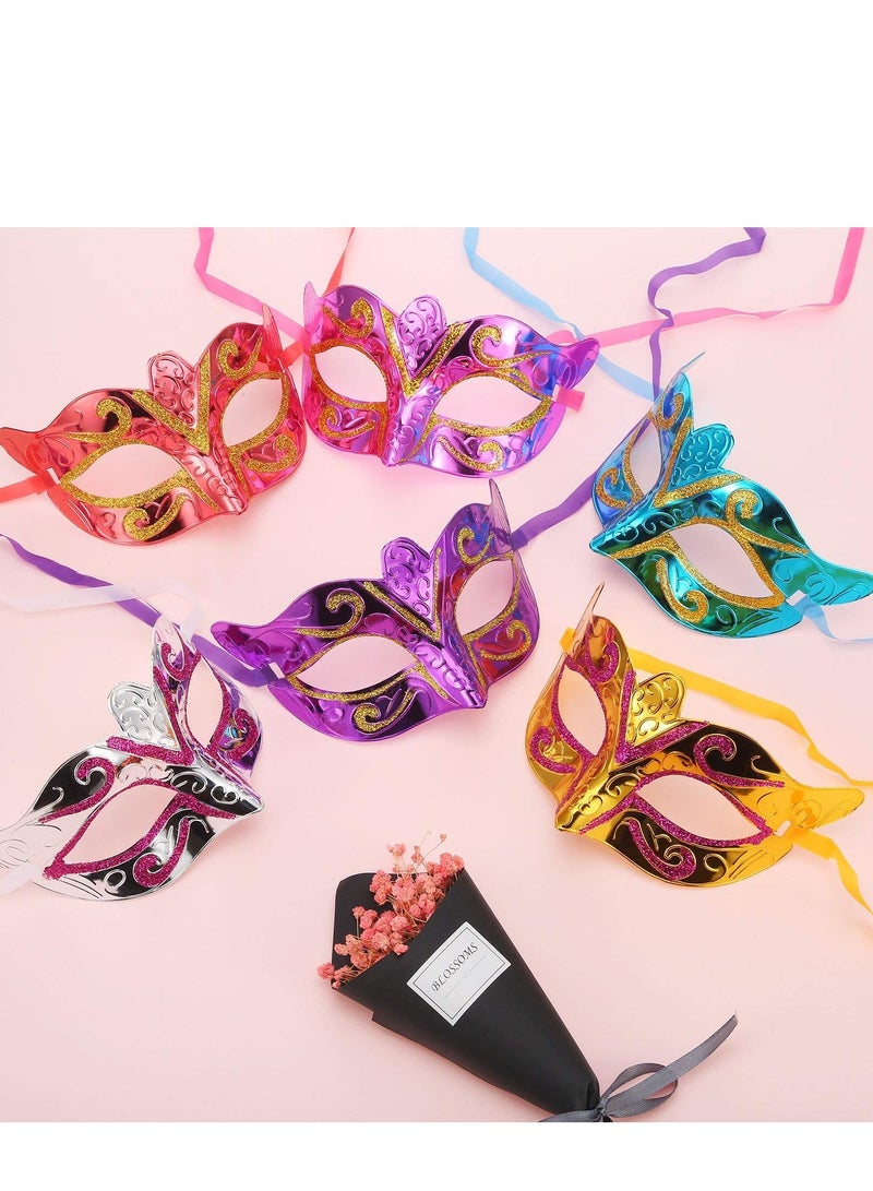 SYOSI 12 Pieces Mardi Gras Masks Shining Plated Gold Masquerade Mask Wedding Props Party Costume Accessory - Image 3