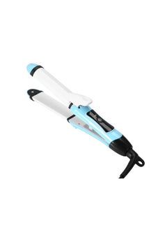 WYBOT 2 in 1 Mini Hair Straightener and Curler, Portable Ceramic Hair Curler Flat Iron for Women Hair Styling, US Plug(Blue)  - Image 1