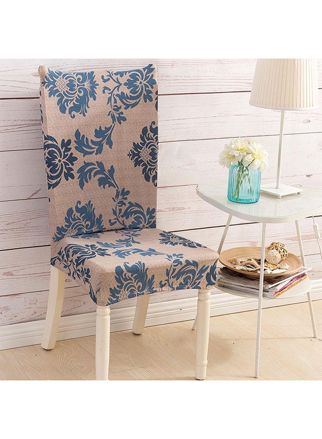 4-Piece Bohemian Design Dining Chair Cover Set Beige/Blue - Image 1