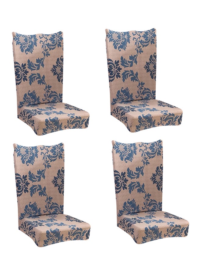 4-Piece Bohemian Design Dining Chair Cover Set Beige/Blue - Image 2