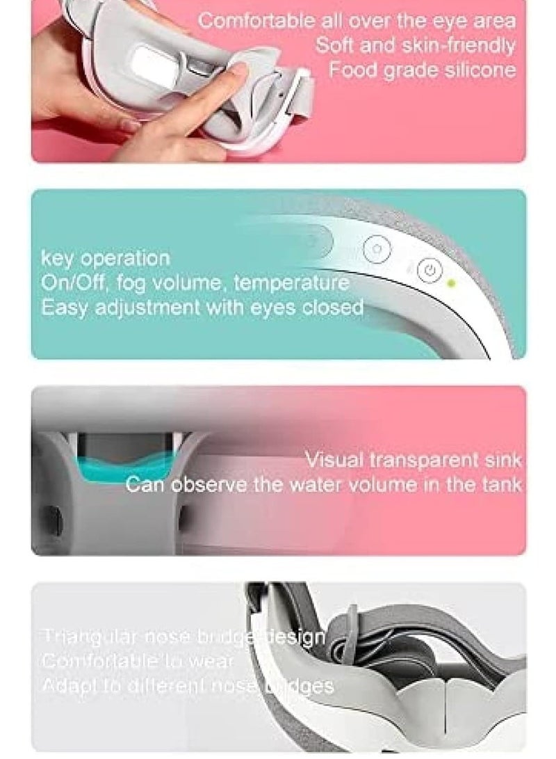 BlueFire Rechargeable Steam Eye Mask with Bluetooth Music – 1000mAh Portable Heated & Cooling Eye Steamer for Dry Eyes, Dark Circles, Puffy Eyes & Eye Strain Relief – Nano Moisturizing Spray, Ergonomic Silicone Design, Adjustable Fit, Cordless USB Type-C Rechargeable, Sleep & Relaxation Therapy for Men & Women - Image 5