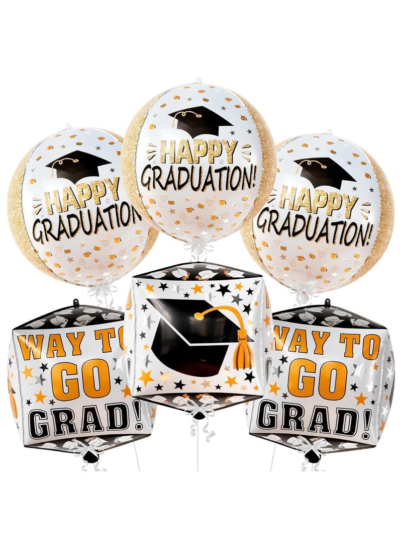 KatchOn, Happy Graduation Balloons - Large 22 Inch, Pack of 6 | Graduation Sqaure 4d Foil Balloons, Graduation Party Decorations 2025 | Graduation Balloons 2025, Graduation Decorations Class of 2025 - Image 1
