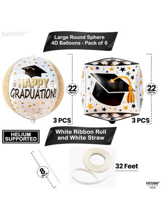 KatchOn, Happy Graduation Balloons - Large 22 Inch, Pack of 6 | Graduation Sqaure 4d Foil Balloons, Graduation Party Decorations 2025 | Graduation Balloons 2025, Graduation Decorations Class of 2025 - view 2
