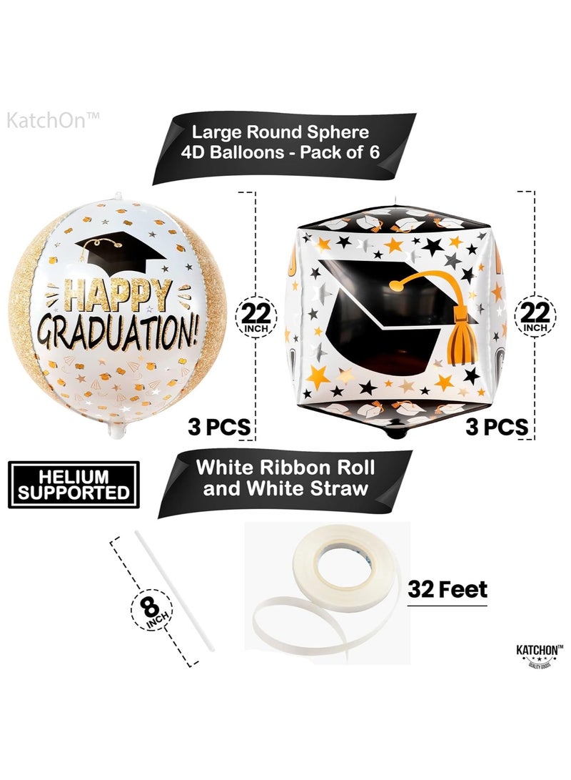 KatchOn, Happy Graduation Balloons - Large 22 Inch, Pack of 6 | Graduation Sqaure 4d Foil Balloons, Graduation Party Decorations 2025 | Graduation Balloons 2025, Graduation Decorations Class of 2025 - Image 2