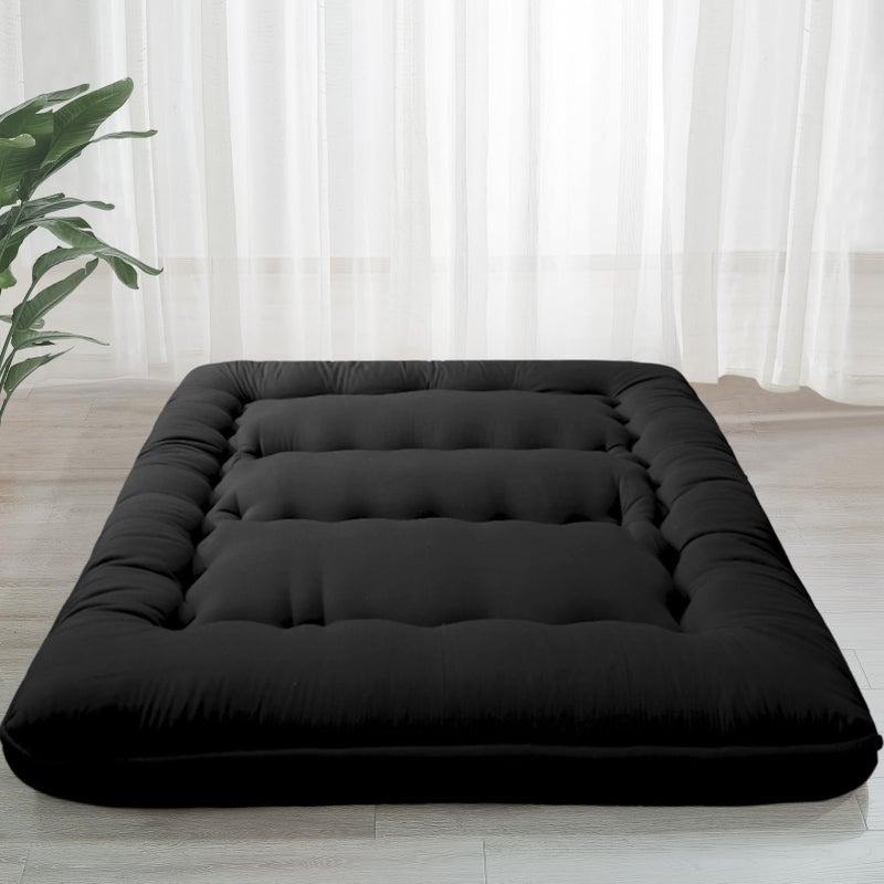 MAXYOYO 6 Thick Japanese Floor Mattress Futon Mattress Foldable Tatami Pad for Adults Roll Up Floor Bed for Guest Room Bedroom RV Black Twin