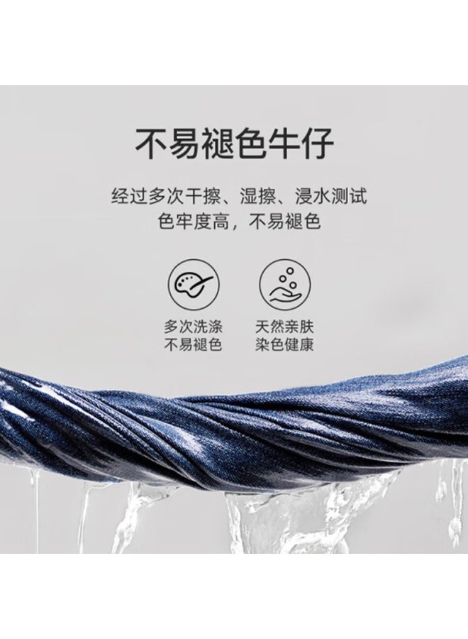 Homlean Retro Washed Denim Jeans Men Spring Summer Straight Wide Leg Casual Pants Hs19 Medium Blue L - Image 3