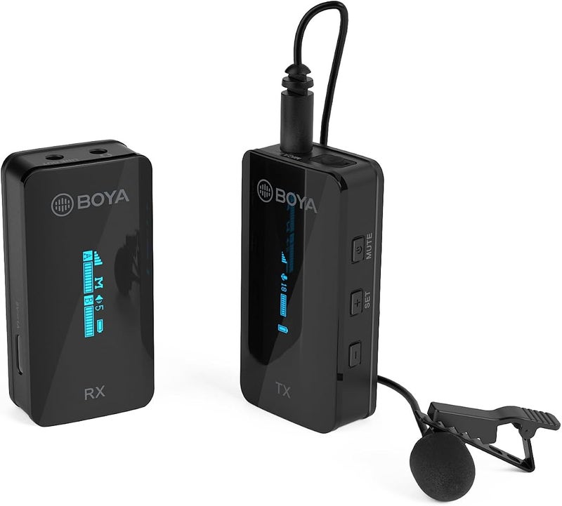 BOYA BY-XM6-S1 2.4GHz Dual Channel Ultra-Compact Wireless Microphone System with OLED Display Real-time Monitoring Rechargable for Vlogging Live Streaming Interview for DSLR Camera Smartphone PC - Image 1