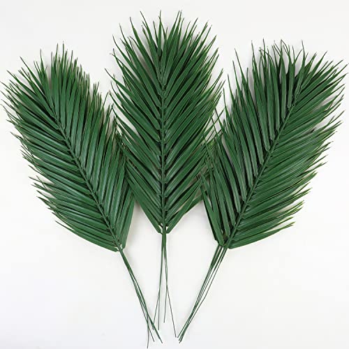 CCINEE 16 PCS Artificial Palm Leaves, Faux Large Palm Fronds Fake Tropical Plant Simulation Safari Leaves with Stems for Home Hawaiian Luau Party Jungle Beach Theme Party Decoration - Image 1