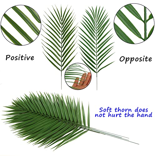 CCINEE 16 PCS Artificial Palm Leaves, Faux Large Palm Fronds Fake Tropical Plant Simulation Safari Leaves with Stems for Home Hawaiian Luau Party Jungle Beach Theme Party Decoration - Image 3