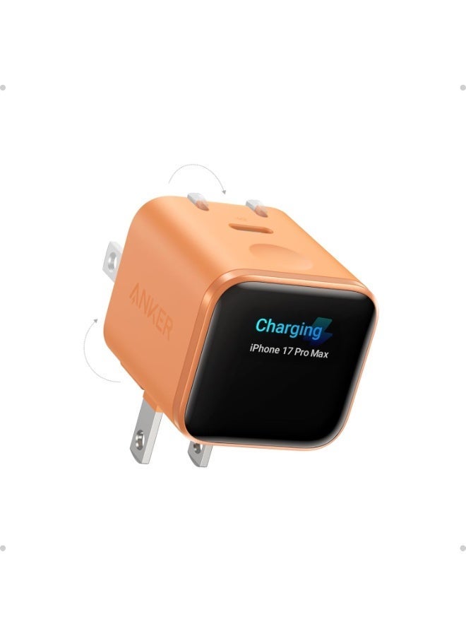 أنكر شاحن عرض ذكي من أنكر، شاحن USB C بقوة 45 واط من أنكر نانو، قابس قابل للطي بزاوية 180°، تعرف ذكي، وضع رعاية مدمج، لجهاز iPhone17/16/15 (بدون بطارية، منفذ USB-C واحد، بدون كابل) (نسخة صينية) - Image 1
