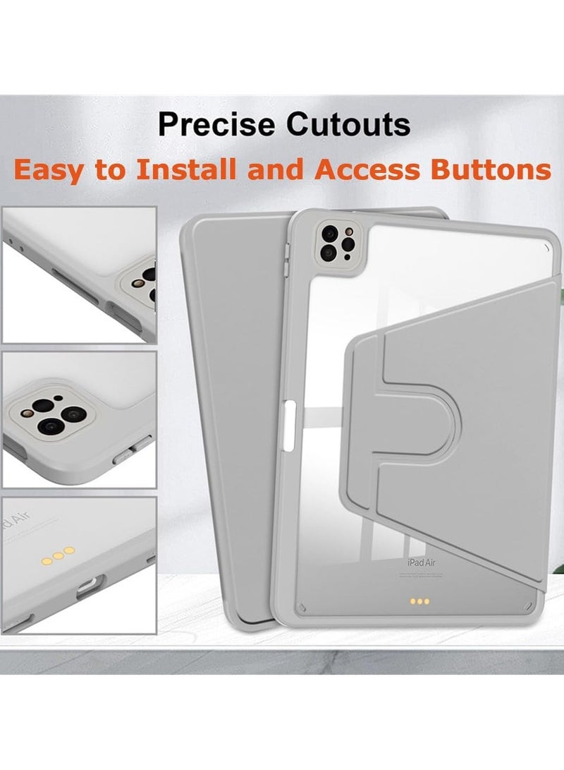 DUSALA 2in1 Rotating Case for iPad Pro 12.9-Inch (2022), with Pencil Holder,360 Degree Rotation Protective Stand Slim Cover Clear Back, Auto Wake/Sleep (iPad Pro 12.9) with Tempered Glass - Image 2