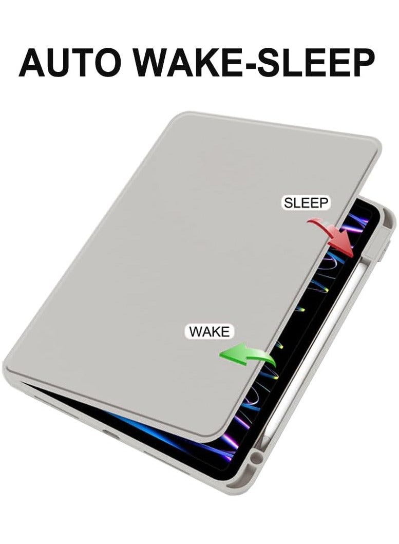 DUSALA 2in1 Rotating Case for iPad Pro 12.9-Inch (2022), with Pencil Holder,360 Degree Rotation Protective Stand Slim Cover Clear Back, Auto Wake/Sleep (iPad Pro 12.9) with Tempered Glass - Image 3